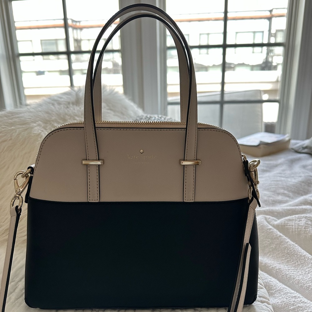 Kate Spade Black And Cream Color Block Handbag